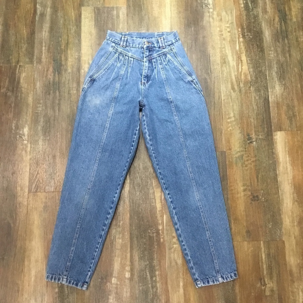 Os International 70s 80s Vintage High Waist Pleated Jeans Size 5/6